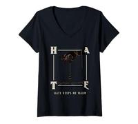 Mujer Hate Keep Me Warm (Gráfico) Camiseta Cuello V
