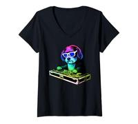 Mujer Havanese Dog DJ Music Party Dog Amante de los Perros Camiseta Cuello V