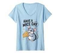 Mujer Have A Mice Day Mouse Cheese Funny Camiseta Cuello V