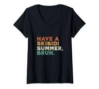 Mujer Have A Skibidi Summer Brush, divertido receso escolar para maestros y niños Camiseta Cuello V