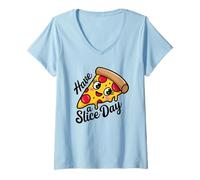 Mujer Have A Slice Day, divertido juego de palabras con pizza, linda rebanada de pizza kawaii Camiseta Cuello V