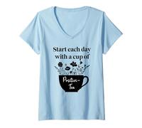 Mujer Have Cup of Positivi-Tea Mug Positive Quote Work Positivity Camiseta Cuello V