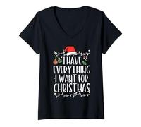 Mujer Have Everything I Want Christmas Christmas Match Hombres Mujeres Niños Camiseta Cuello V