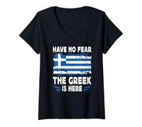 Mujer Have No Fear The Greek is Here Greece Flag Camiseta Cuello V