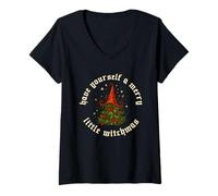 Mujer Have Yourself A Merry Little Witchmas Funny Christmas Christmas Camiseta Cuello V