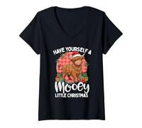Mujer Have Yourself a Mooey Little Christmas de Highland Cow Camiseta Cuello V