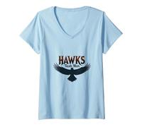 Mujer Hawks Tuah Hombres Soaring Spirit Vintage Emblema Hawk Tush Camiseta Cuello V, Azul Bebé, XXL