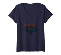 Mujer Hawks Tuah Hombres Soaring Spirit Vintage Emblema Hawk Tush Camiseta Cuello V, Azul Marino, S