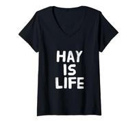 Mujer Hay es la Vida Texto Divertido Caballo Amor Divertido Amante de Camiseta Cuello V