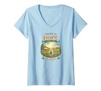 Mujer Hay Esperanza para el Planeta Solarpunk Día de la Tierra Vida Verde Camiseta Cuello V