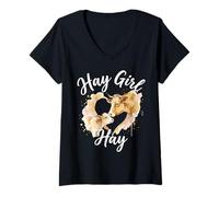 Mujer Hay Girl Hay Cow Calf Farm Life Country Woman Camiseta Cuello V