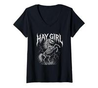 Mujer Hay Girl Heavy Metal Estilo Caballo Country Girl Rock Tour Camiseta Cuello V
