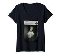 Mujer Hay Movimiento en tu Puerta Principal Alien Camiseta Cuello V
