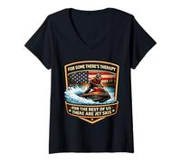 Mujer Hay Terapia para el Resto Hay Motos de Agua Jetski USA Camiseta Cuello V
