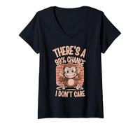 Mujer Hay un 99% de probabilidades de que no me importa mono Cita divertida Sarcasmo Camiseta Cuello V