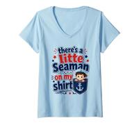 Mujer Hay un pequeño Marinero en mi Camisa Divertido Bolsillo Marinero Camiseta Cuello V