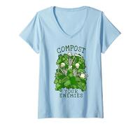 Mujer Haz abono para Tus Enemigos, Divertida jardinería, Esqueleto gótico, Jardinero Camiseta Cuello V