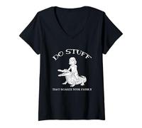 Mujer Haz Cosas Que asustan a tu Familia Humor Divertido Croc Rider Camiseta Cuello V