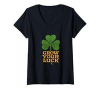 Mujer Haz Crecer tu Suerte Shamrock Spring Artwork Camiseta Cuello V