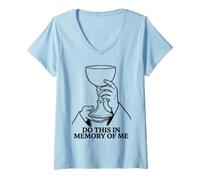 Mujer Haz Esto En Memoria De Mí Eucaristía Misa Católica Camiseta Cuello V