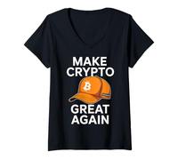 Mujer Haz Que Crypto vuelva a ser Genial Bitcoin Camiseta Cuello V