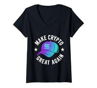 Mujer Haz Que Crypto vuelva a ser Genial Solana Camiseta Cuello V