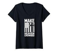 Mujer Haz Que el Cielo esté Lleno de Jesús Llamando fe Cristiana patriótica Camiseta Cuello V