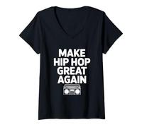 Mujer Haz Que el Hip Hop vuelva a ser Genial para los Amantes de la música Retro Camiseta Cuello V
