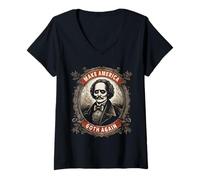 Mujer Haz Que Estados Unidos vuelva a ser gótico Edgar Allan PoE Camiseta Cuello V