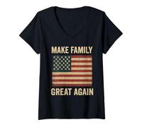 Mujer Haz que la familia vuelva a ser grande de nuevo con bandera estadounidense patriótica ciudadana Camiseta Cuello V