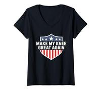 Mujer Haz Que mi Rodilla vuelva a ser Grande patriótica Camiseta Cuello V
