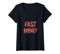 Mujer Hazlo grande con este gráfico de dinero rápido Camiseta Cuello V