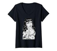 Mujer Hazme un Favor y Deja de Hablar sarcástico Retro Pop Art Girl Camiseta Cuello V