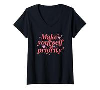 Mujer Hazte una Cita prioritaria de Amor Propio Camiseta Cuello V