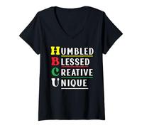 Mujer HBCU College Humbled Blessed Creative Unique Black History Camiseta Cuello V