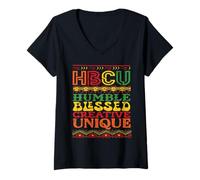 Mujer HBCU College Humbled Blessed Creative Unique Black History Camiseta Cuello V