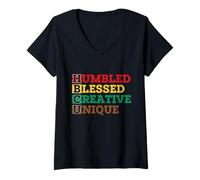 Mujer HBCU Humillado Blessed Creative Unique - Orgullo Africano Camiseta Cuello V