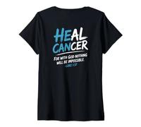 Mujer He Can Heal Cancer Prostate Cancer God Christian Bible Verse Camiseta Cuello V