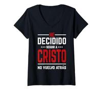 Mujer He Decidido Seguir A Cristo No Vuelvo Atras Camiseta Cuello V