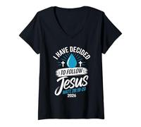 Mujer He decidido Seguir a Jesús Camisa 2026 bautizado Camiseta Cuello V