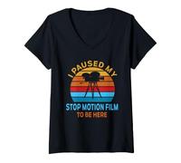 Mujer He detenido mi película de Stop Motion para Estar aquí, Amante del Director de Cine Camiseta Cuello V