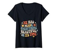 Mujer He Has Made Everything Beautiful In Its Time - Camiseta Cuello V