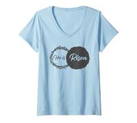 Mujer He is Risen - Jesus Christ Resurrection Easter & Passover Camiseta Cuello V