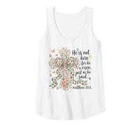 Mujer He Is Risen Matthew 28 6 Cruz Floral Fe Cristiana Pascua Camiseta sin Mangas