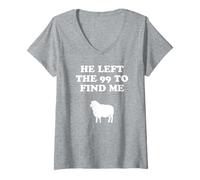 Mujer He Left The 99 and Found Me Jesus Christianity Camiseta Cuello V