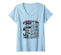 Mujer He Sobrevivido a demasiadas tormentas para ser molestado por Gotas de Lluvia Camiseta Cuello V