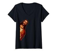 Mujer ¡He Visto eso! ¡Divertido Meme Mirando a Jesús! Camiseta Cuello V