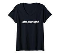 Mujer Head Over Heels | In Love 1980's Music 80s Song Camiseta Cuello V