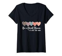 Mujer Heart Be A Decent Human It’s Not That Hard Retro Camiseta Cuello V