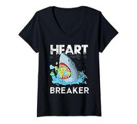 Mujer Heart Breaker Shark Shirt Valentine Shark Shirt Valentines Camiseta Cuello V